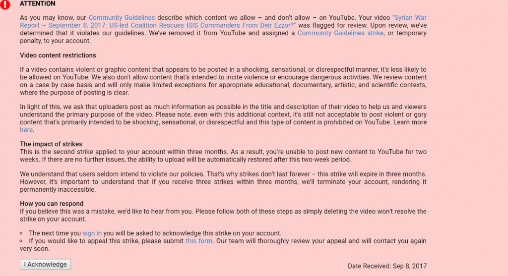 URGENT: SouthFront's Work Is Fully Blocked On Youtube (UPDATED)