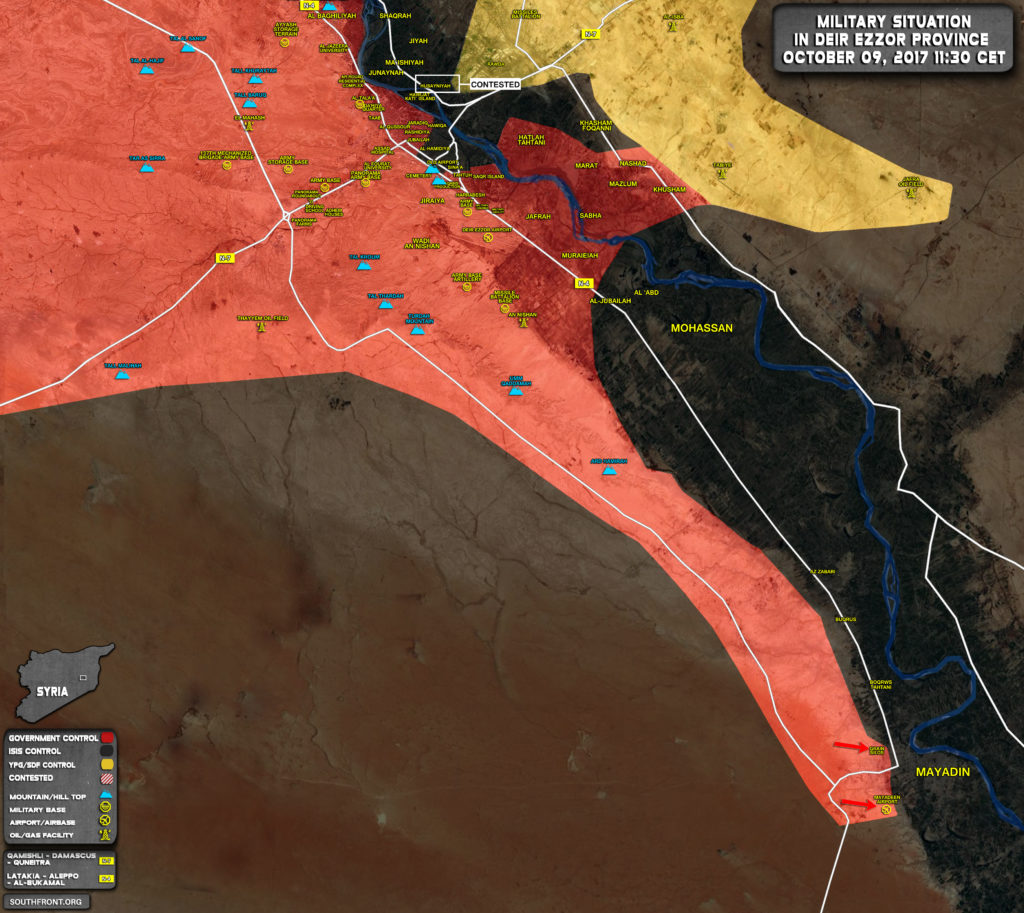Military Situation In Area Of Deir Ezzor On October 9, 2017 (Syria Map Update)