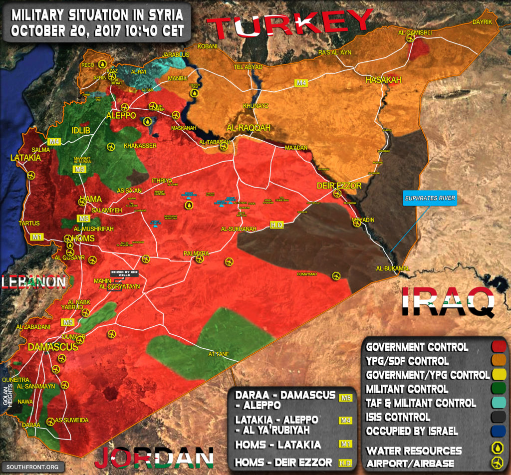 Military Situation In Syria On October 20, 2017 (Map Update)
