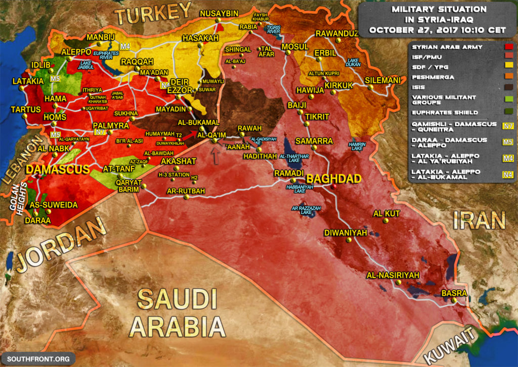 Military Situation In Syria And Iraq On October 27, 2017 (Map Update)