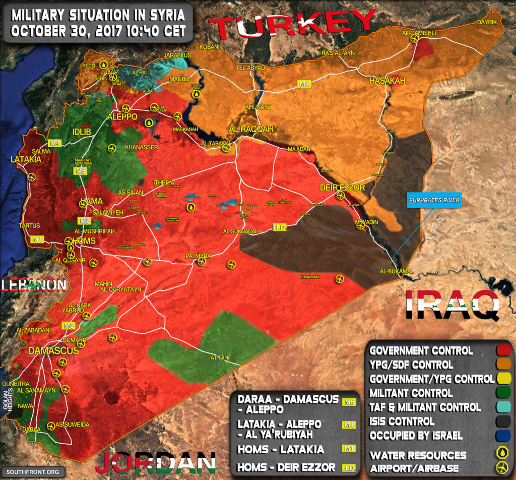 Military Situation In Syria On October 30, 2017 (Map Update)