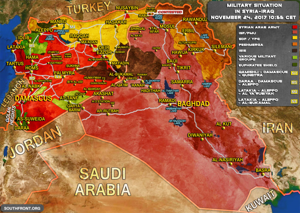 Military Situation In Syria And Iraq On November 24, 2017 (Map Update)