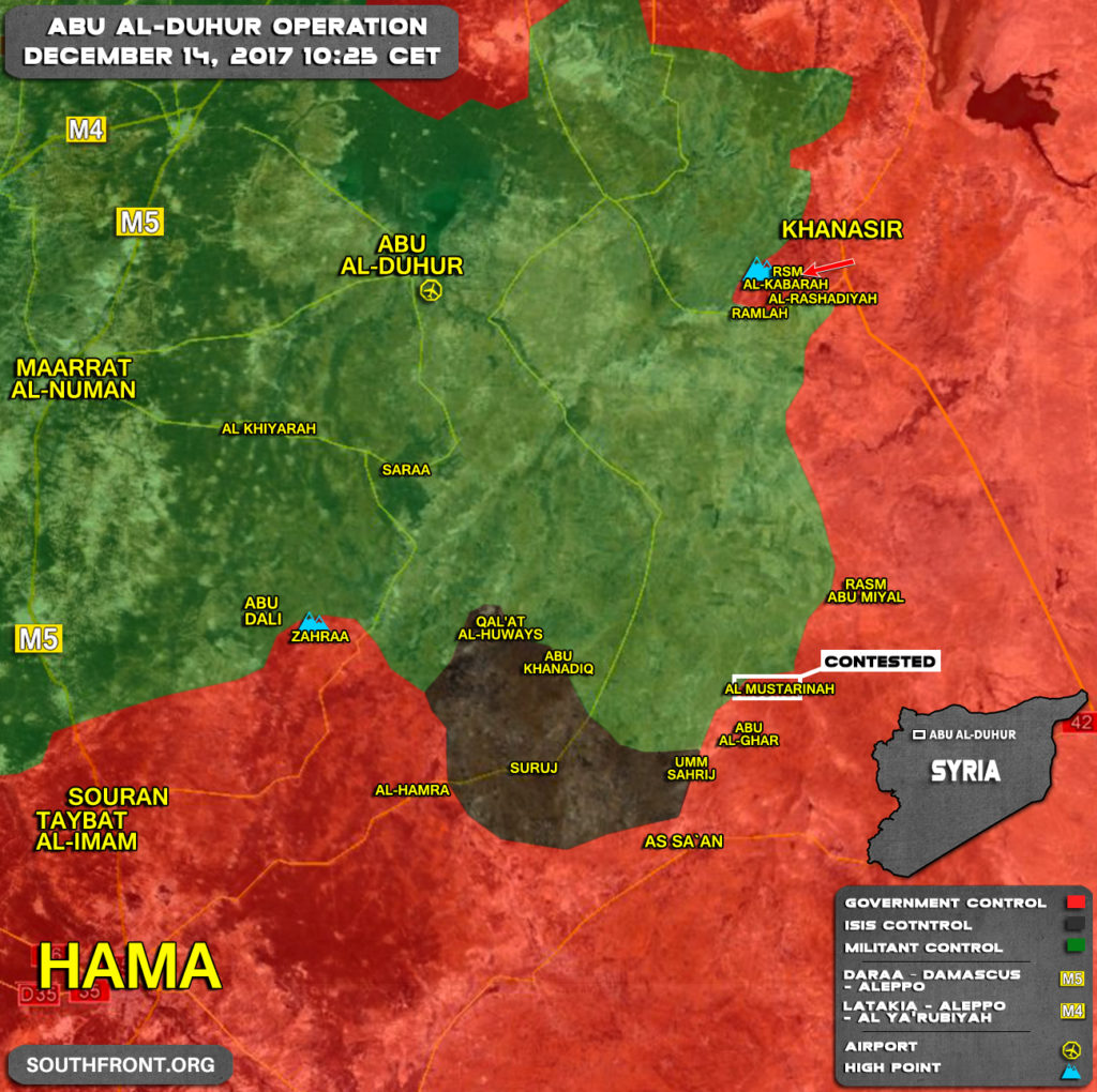 Map Update: Progress Of Syrian Army Advance Towards Abu al-Duhur Airbase