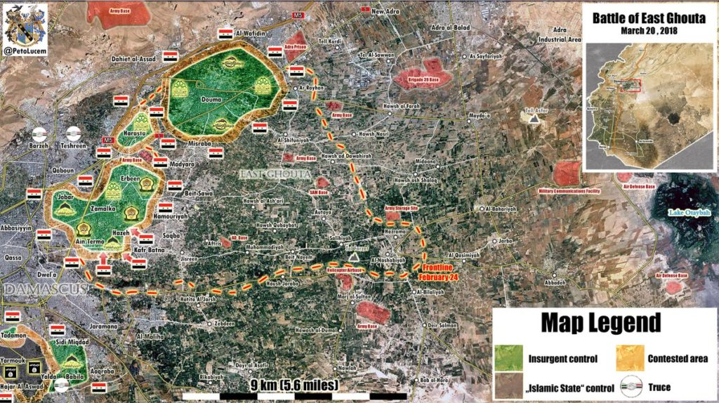 Overview Of Battle For Eastern Ghouta On March 22, 2018 (Map, Videos, Photos)