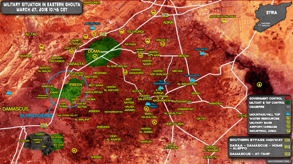 Overview Of Battle For Eastern Ghouta On March 27, 2018 (Map, Videos)