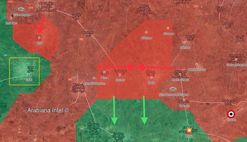 Syrian Military Makes Gains Around Daraa City And In Eastern Countryside (Map)