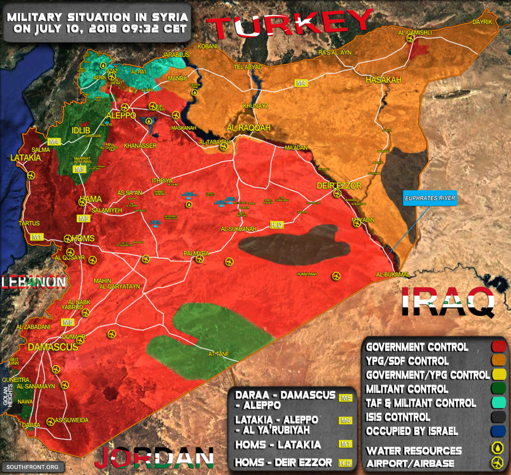 Map Update: Military Situation In Syria On July 10, 2018