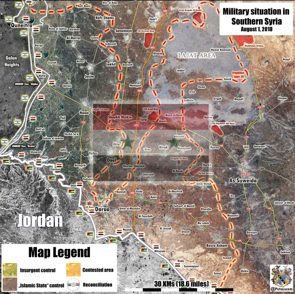 Map Update: Military Situation In Southern Syria On August 1, 2018