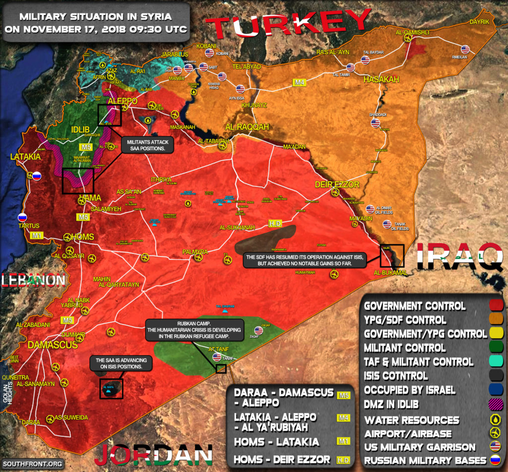 Military Situation In Syria On November 17, 2018 (Map Update)