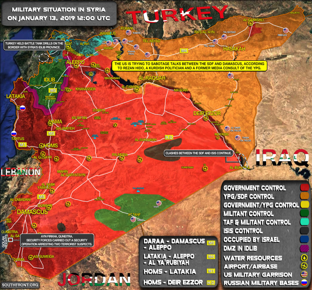 Military Situation In Syria On January 13, 2019 (Map Update)