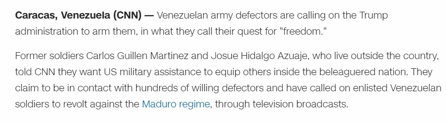 CNN Releases Interview With 'Venezuelan Army Defectors' Appealing To US For Weapons. There Is Problem With Their Uniform