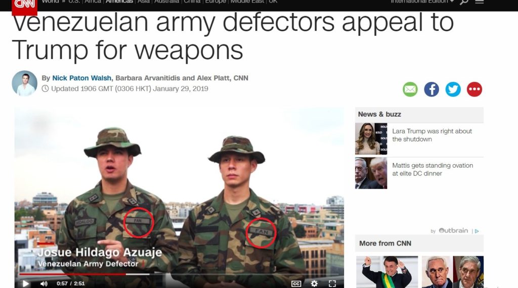 CNN Releases Interview With 'Venezuelan Army Defectors' Appealing To US For Weapons. There Is Problem With Their Uniform