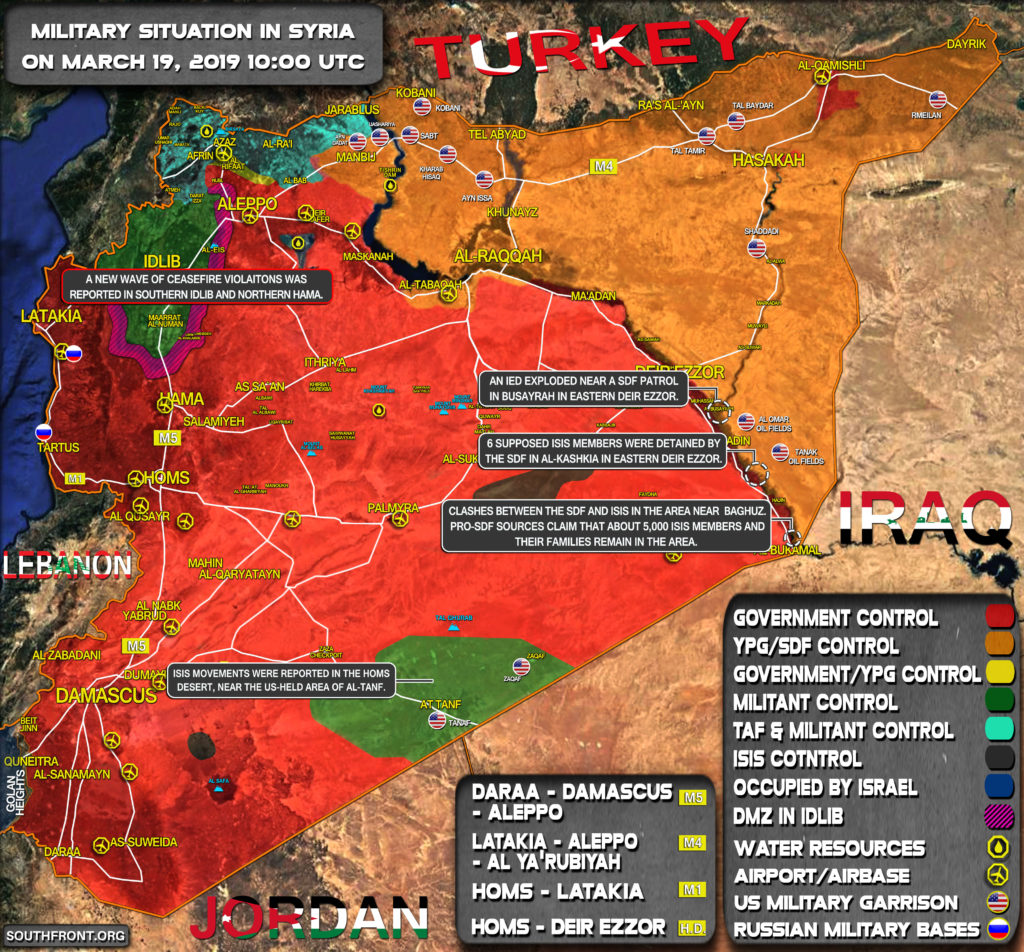 Military Situation In Syria On March 19, 2019 (Map Update)