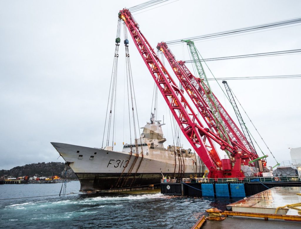 Photos, Videos: Norwegian Navy Recovered Sunken Frigate Helge Ingstad