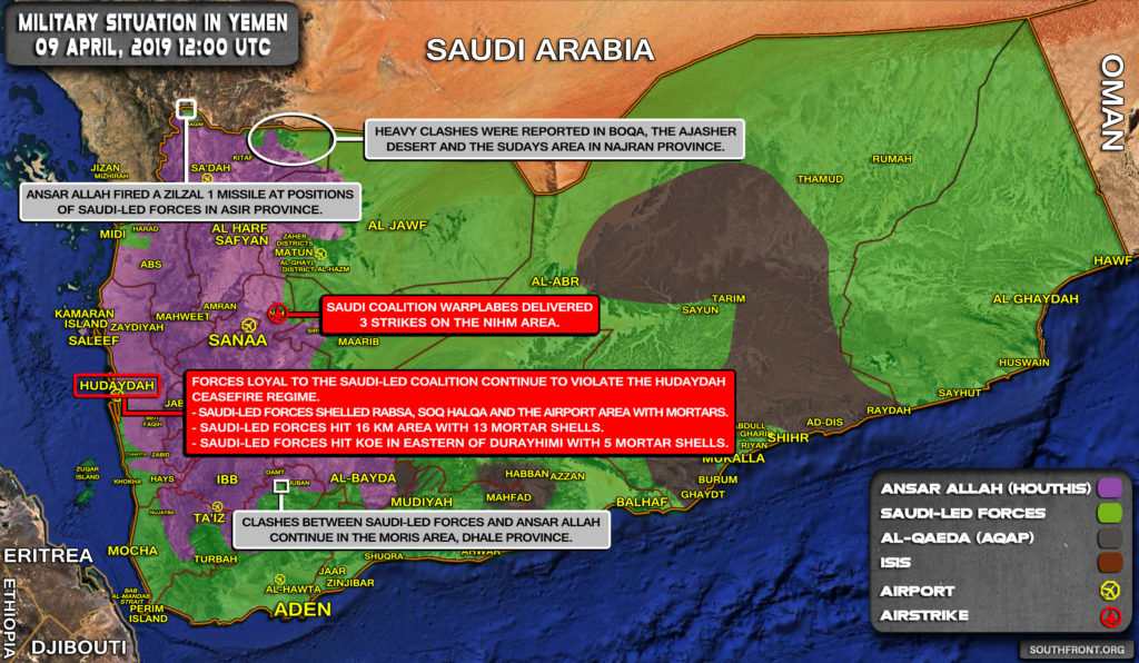 Military Situation In Yemen On April 9, 2019 (Map Update)
