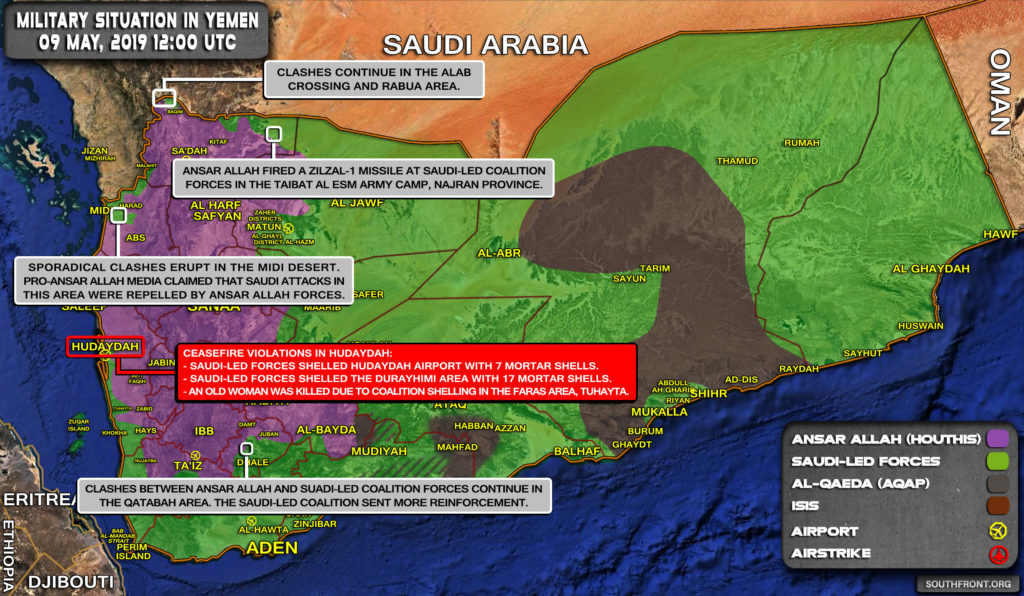 Military Situation In Yemen On May 9, 2019 (Map Update)