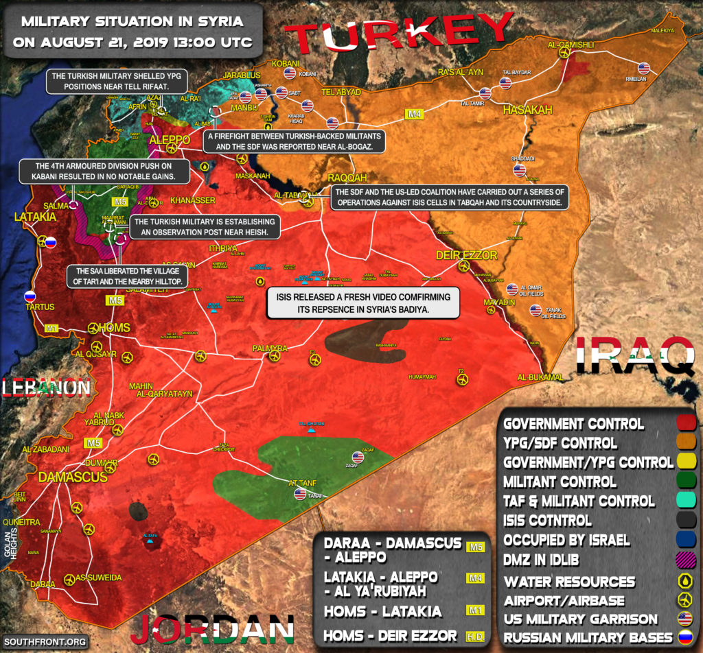 Military Situation In Syria On August 21, 2019 (Map Update)