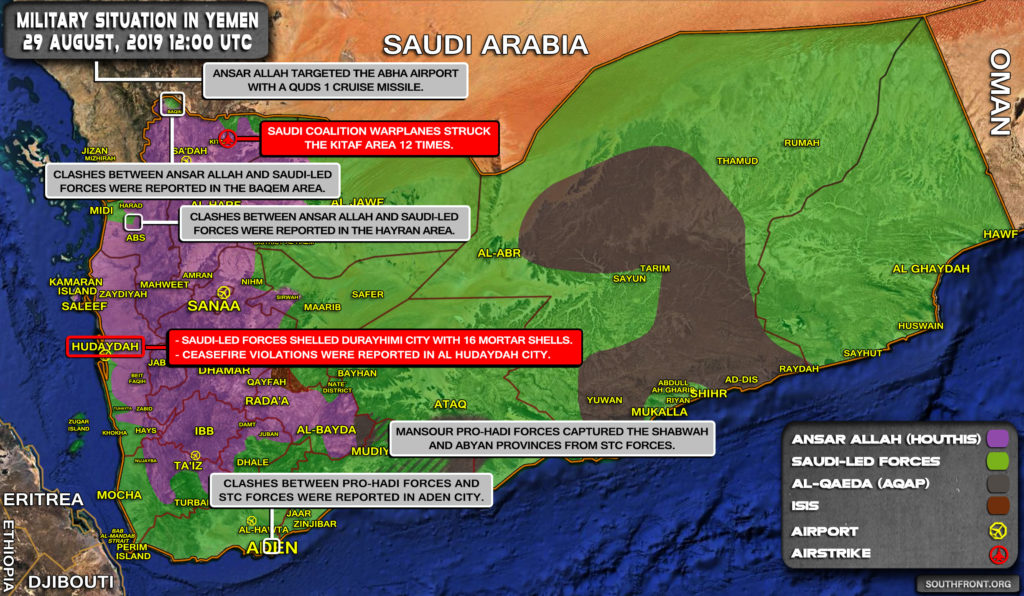 Military Situation In Yemen On August 29, 2019 (Map Update)