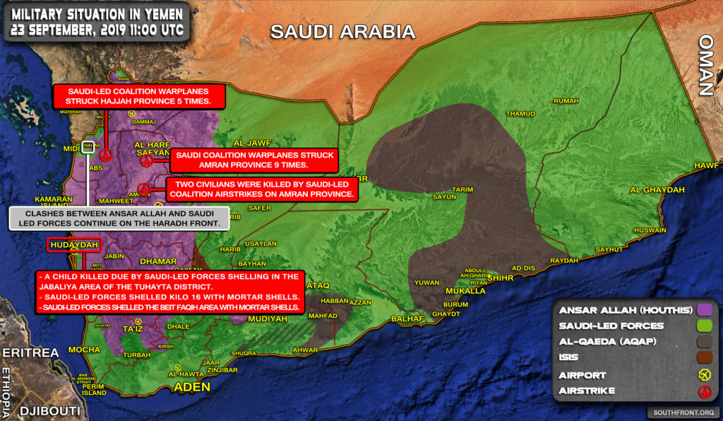 Military Situation In Yemen On September 23, 2019 (Map Update)