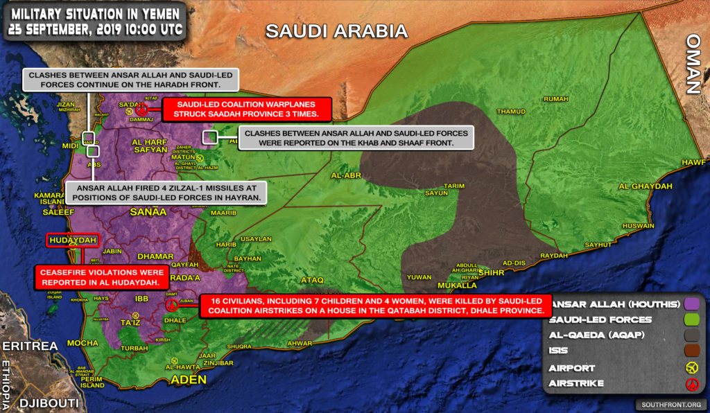 Military Situation In Yemen On September 25, 2019 (Map Update)