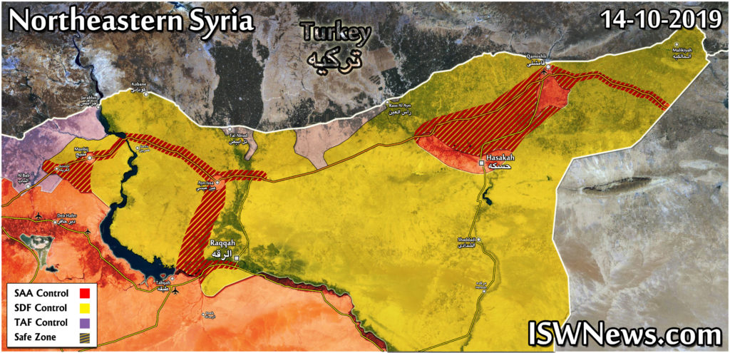 Map Update: Areas Of Deployment Of Syrian Army In Northeastern Syria