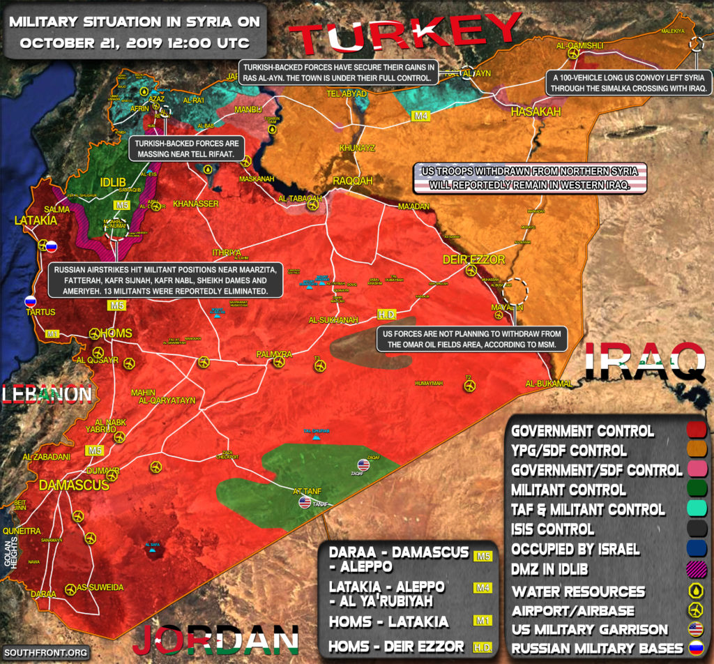 Military Situation In Syria On October 21, 2019 (Map Update)