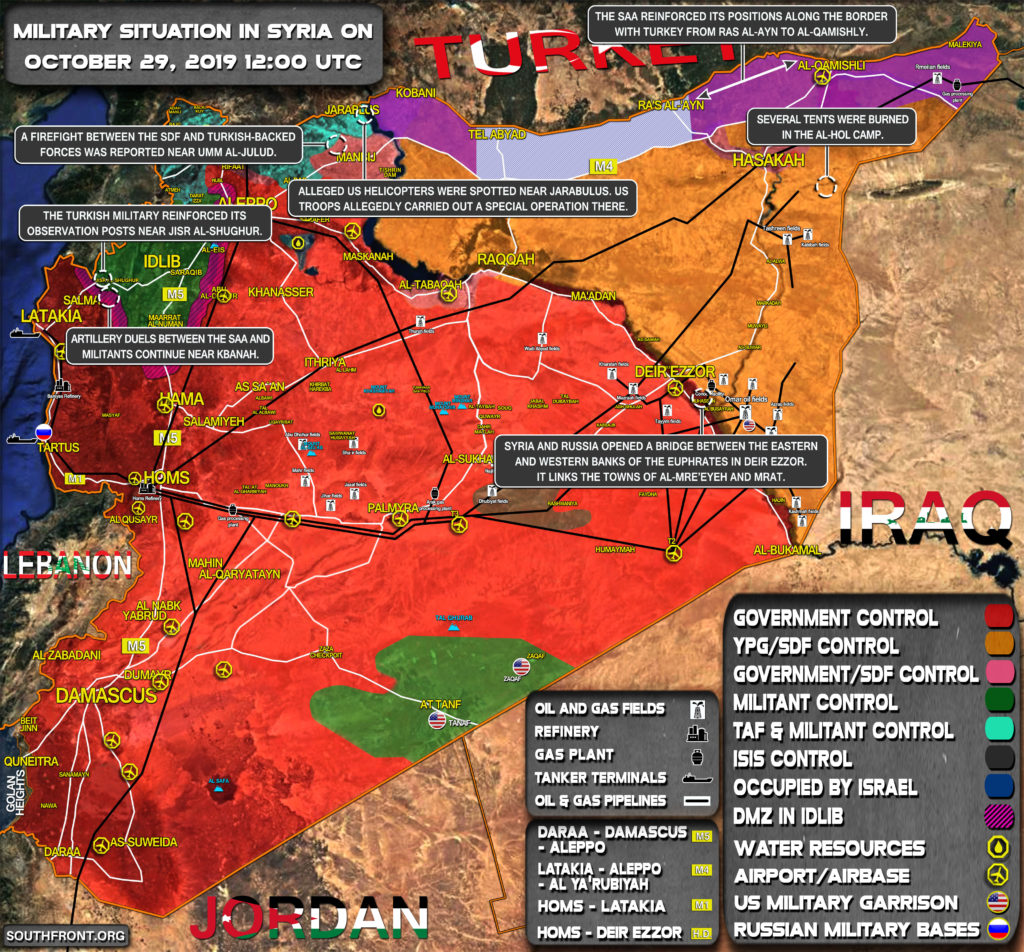 Military Situation In Syria On October 29, 2019 (Map Update)
