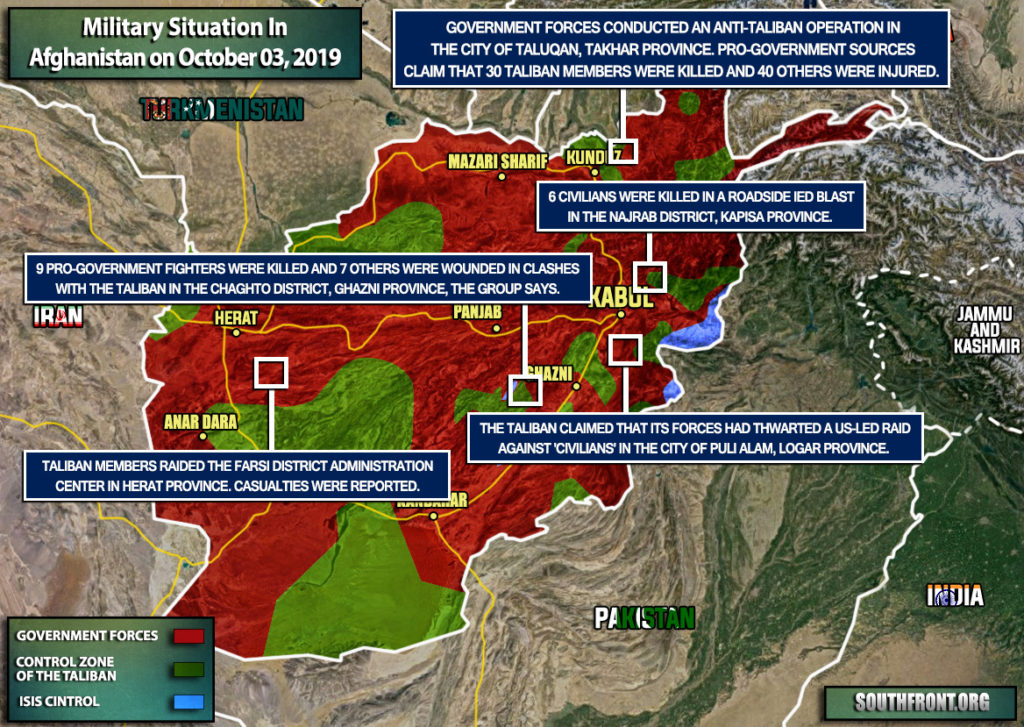 Military Situation In Afghanistan On October 3, 2019 (Map Update)