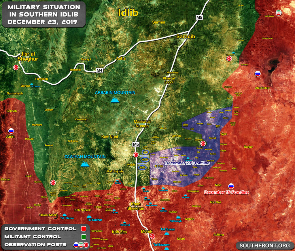 Military Situation In Southern Idlib On December 19 & December 23 (Map Comparison)