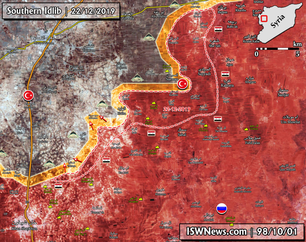 Map Update: Syrian Army's Advance In Southern Idlib On December 22, 2019