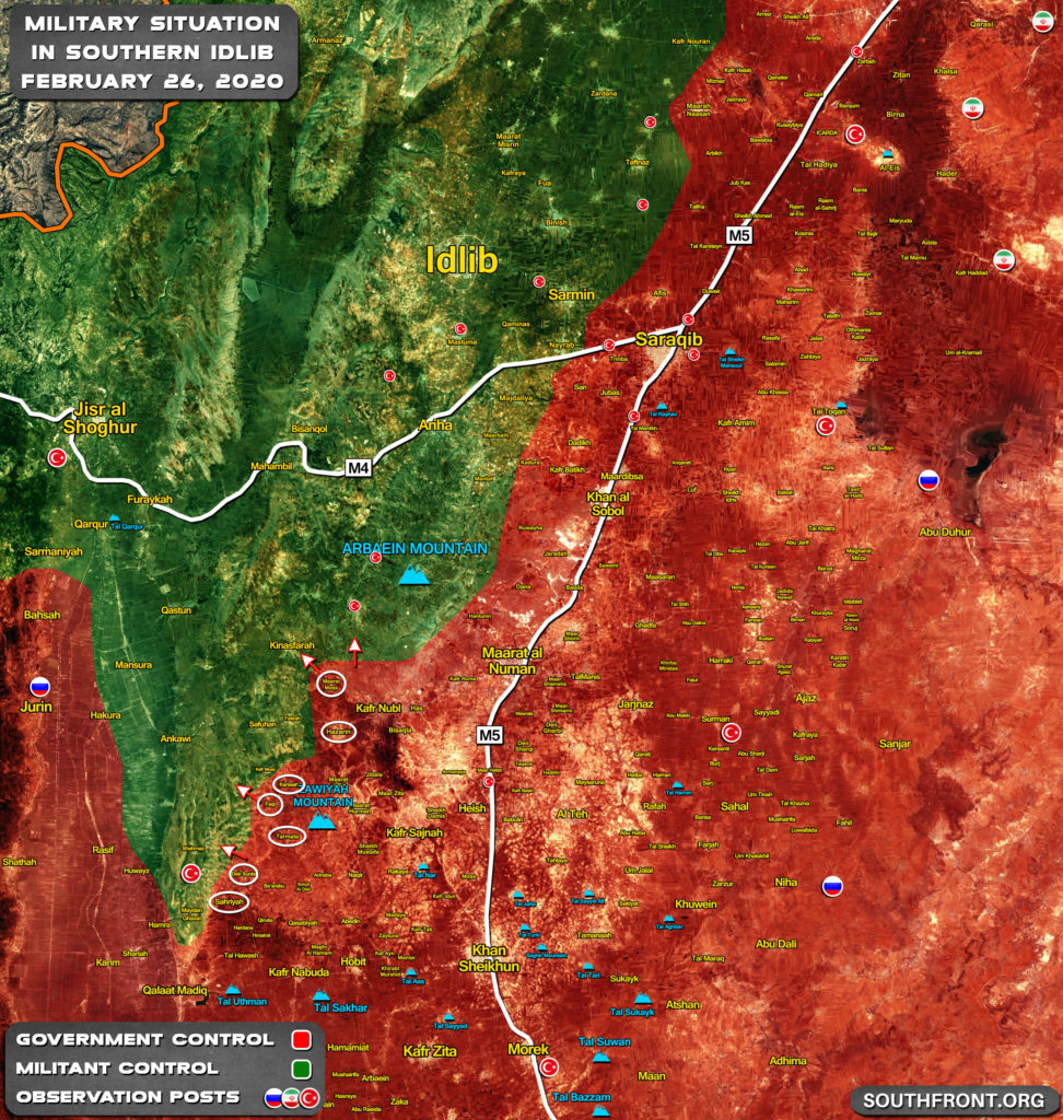 Military Situation In Southern Idlib On February 26, 2020 (Map Update)