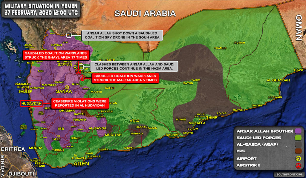Military Situation In Yemen On February 27, 2020 (Map Update)