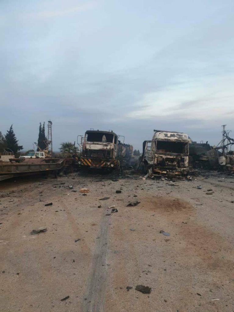 In Video: Turkish Army's Military Convoy Burning Near Saraqib Following Syrian Army Strikes