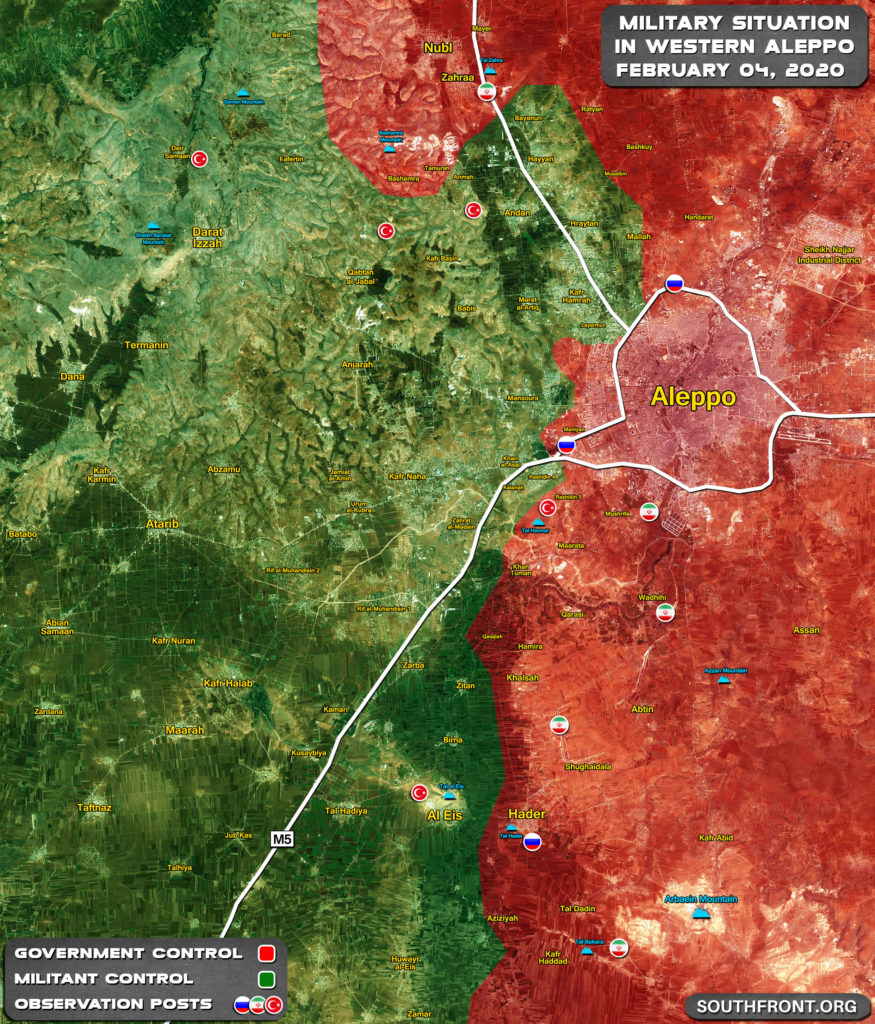 Military Situation In Western Aleppo On February 4, 2020 (Map Update)
