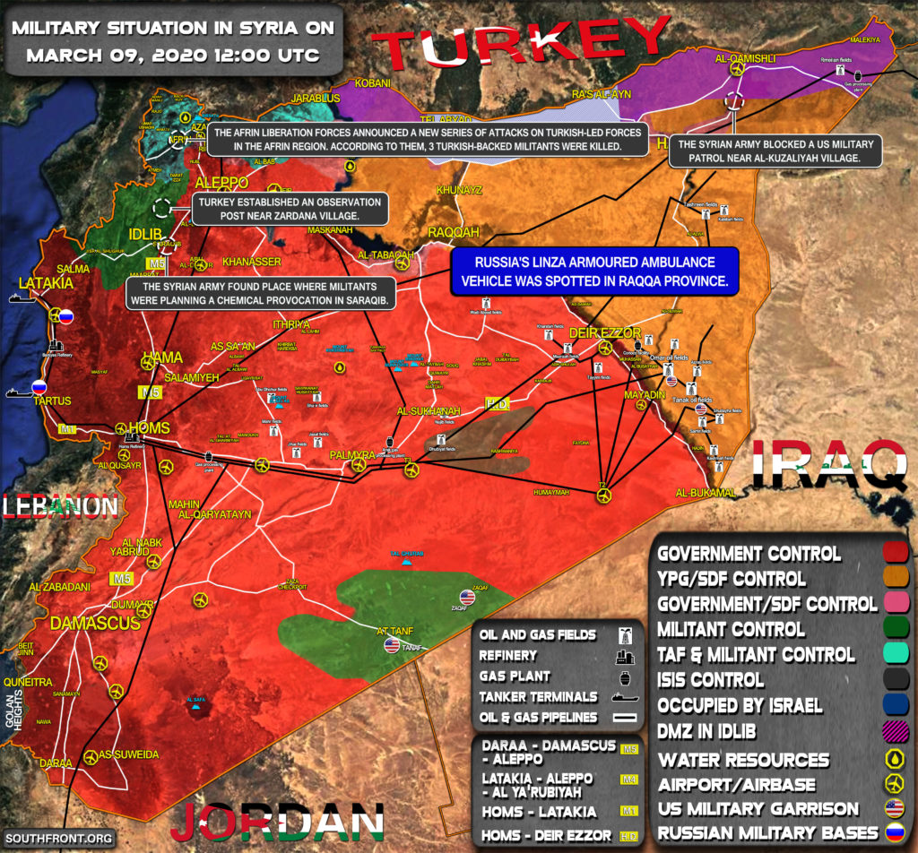 Military Situation In Syria On March 9, 2020 (Map Update)
