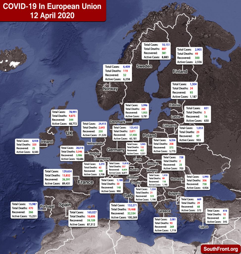 Map Update: COVID-19 Outbreak In European Union And United Kingdom As Of April 12, 2020