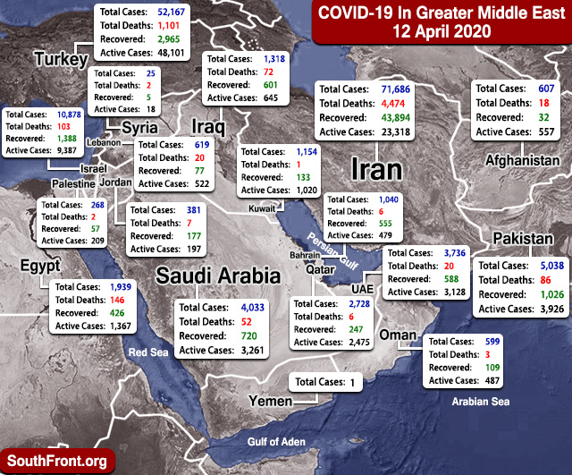 Map Update: COVID-19 Outbreak In Greater Middle East As Of April 12, 2020
