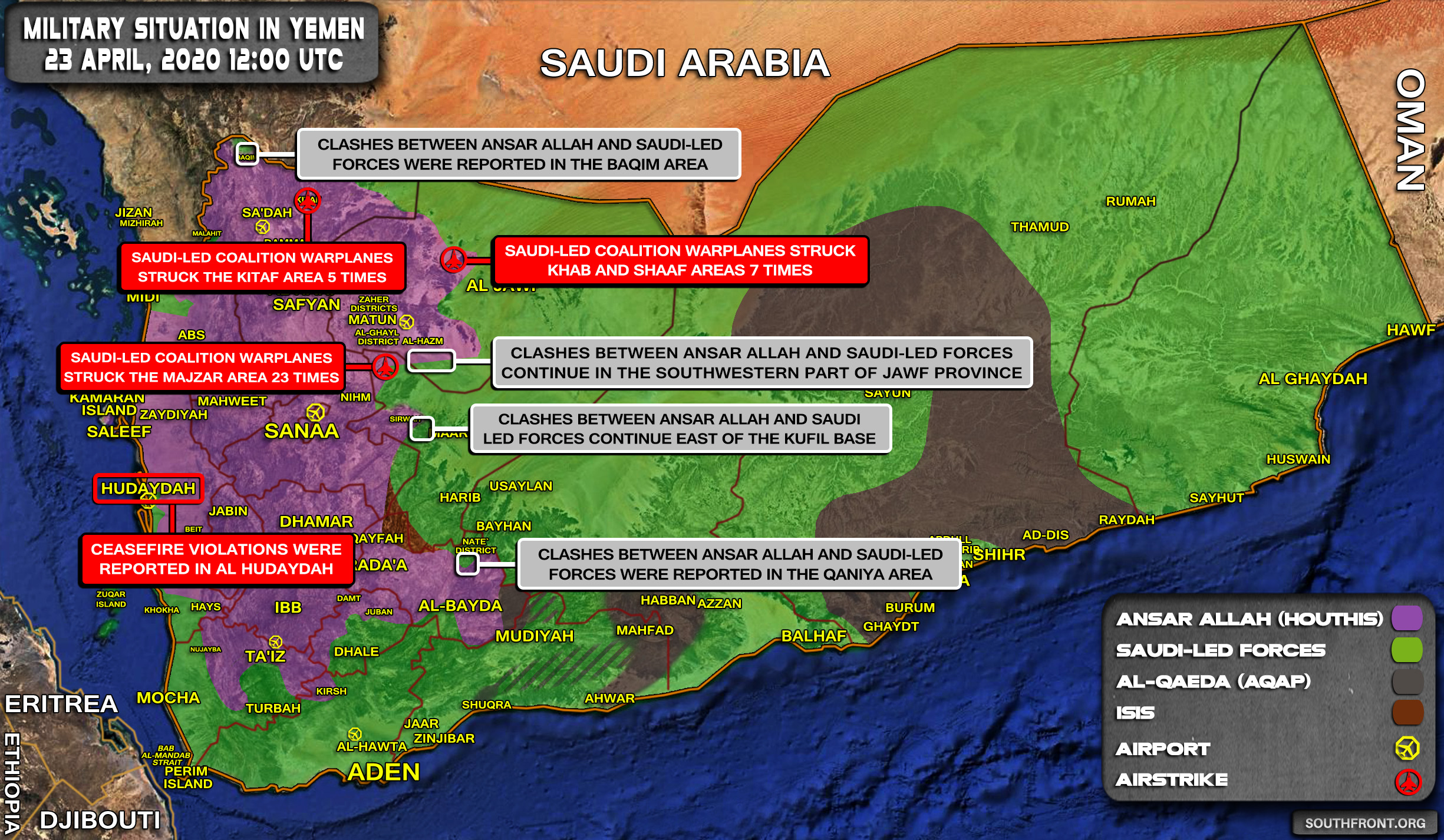 Military Situation In Yemen On April 23, 2020 (Map Update)