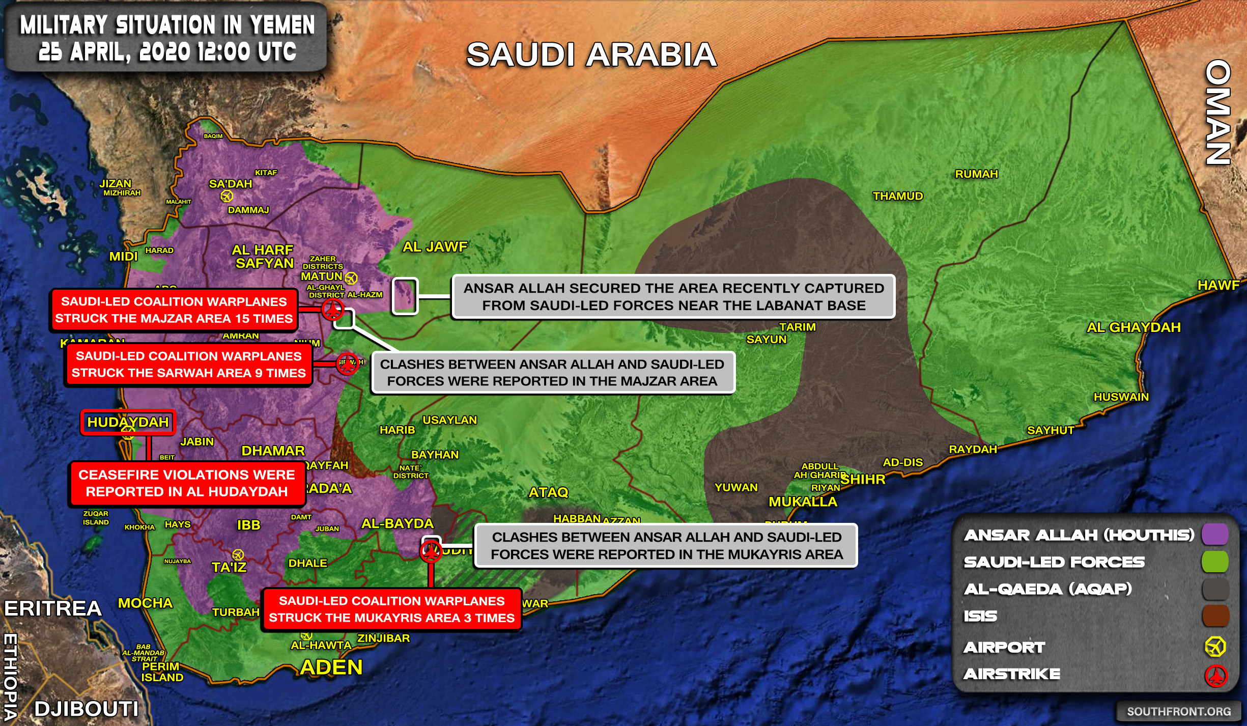Military Situation In Yemen On April 25, 2020 (Map Update)