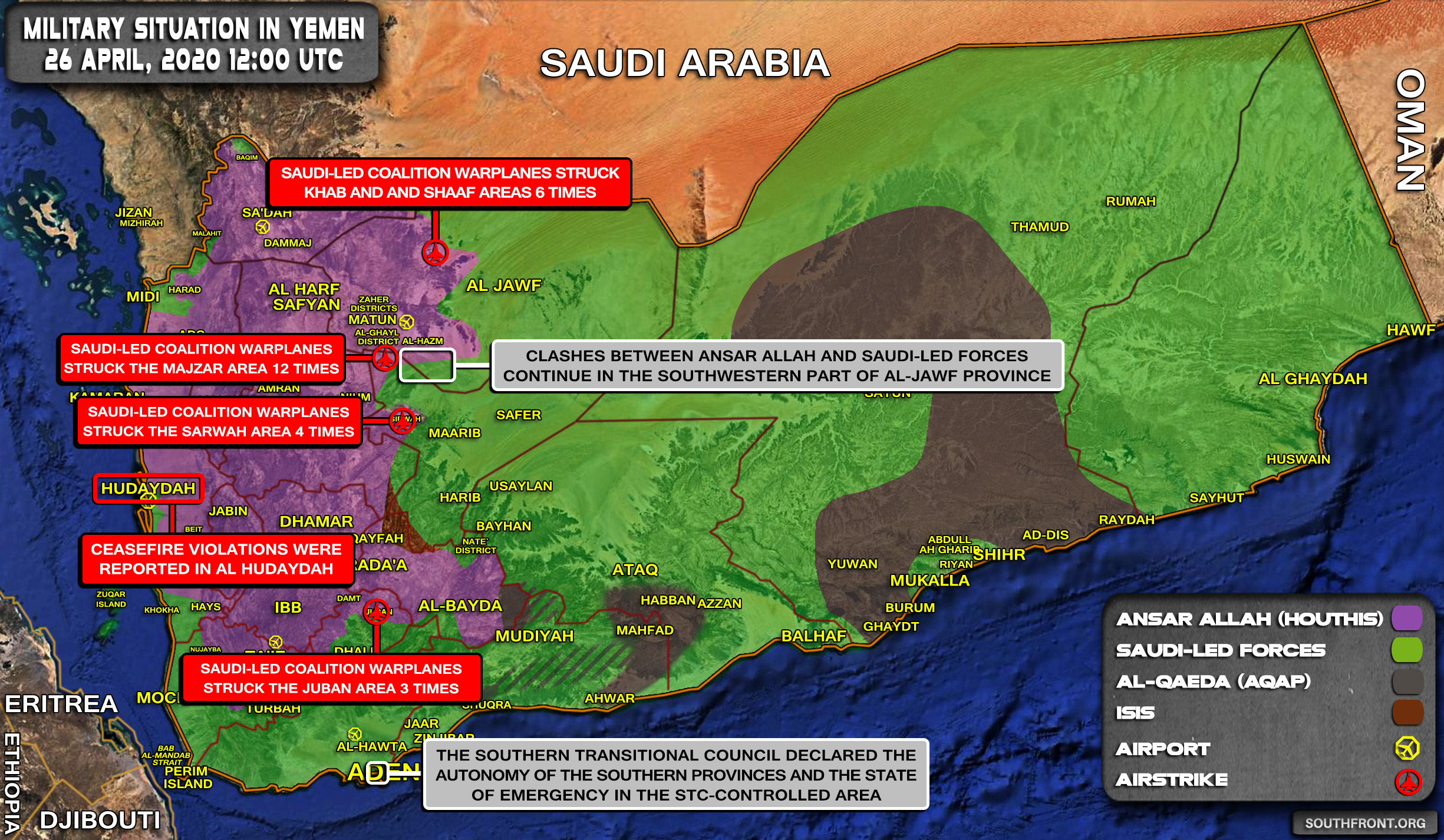 Military Situation In Yemen On April 26, 2020 (Map Update)