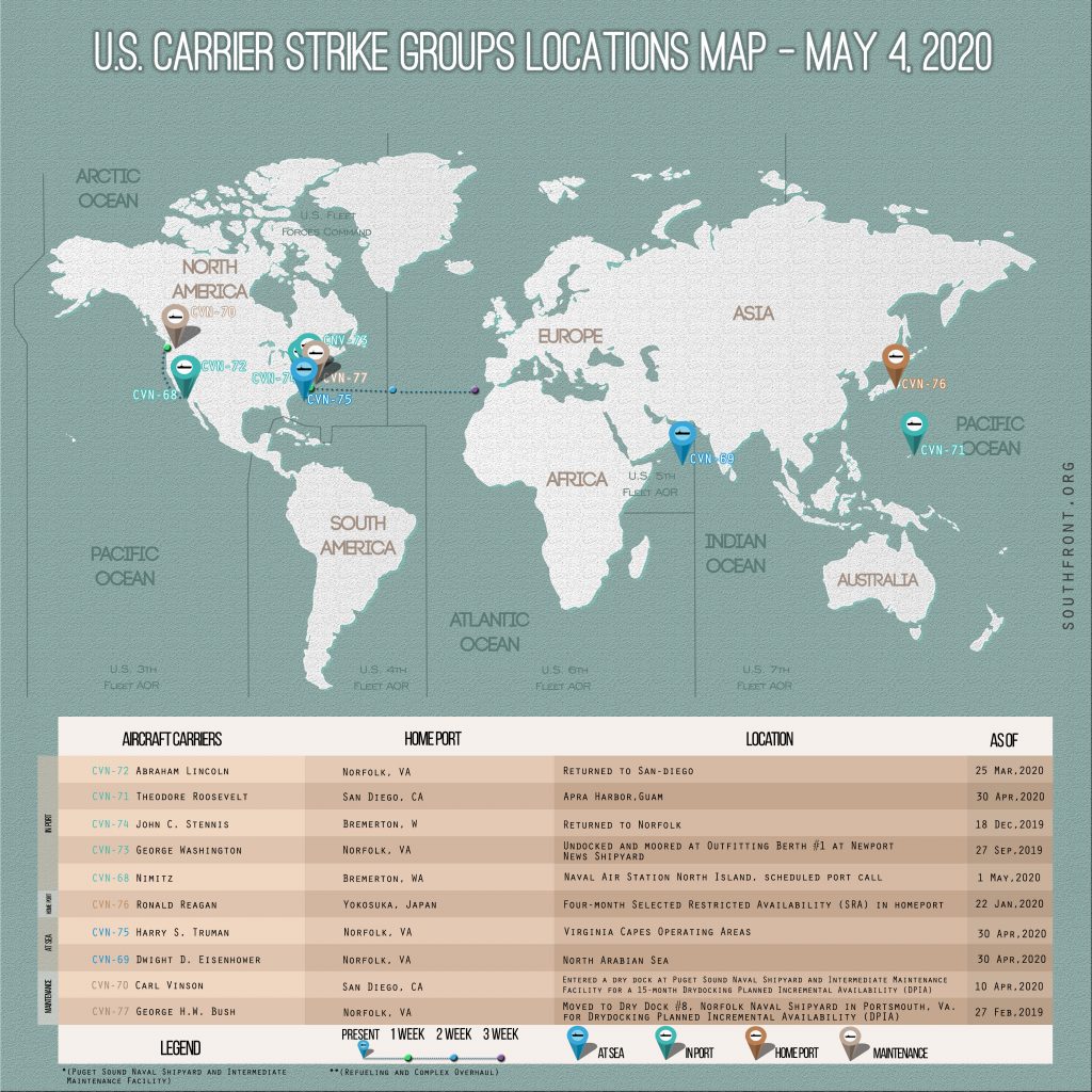 Locations Of US Carrier Strike Groups – May 4, 2020