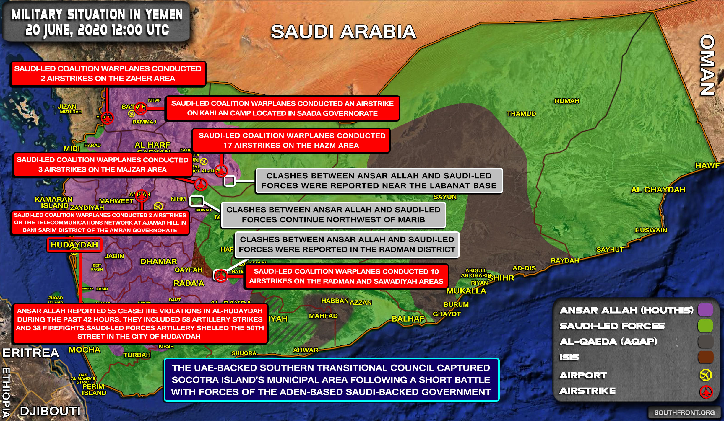 Military Situation In Yemen On June 20, 2020 (Map Update)