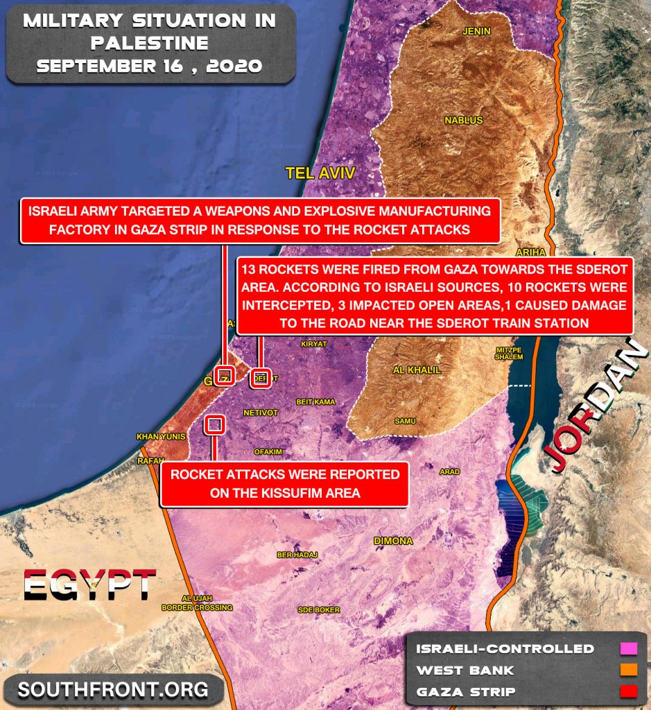 Military situation in Palestine on September 16, 2020