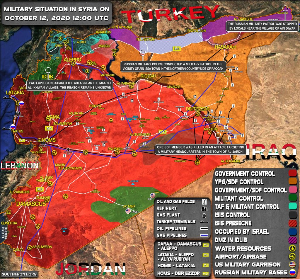 Military Situation In Syria On October 12, 2020 (Map Update)