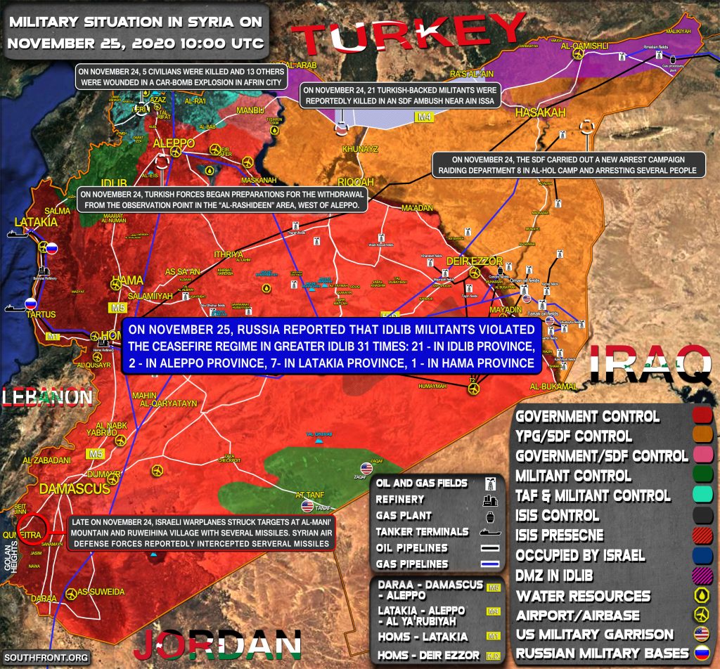 Military Situation In Syria On November 25, 2020 (Map Update)