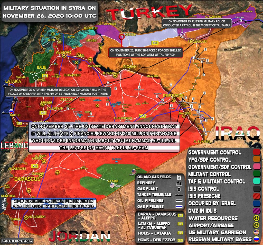Military Situation In Syria On November 26, 2020 (Map Update)
