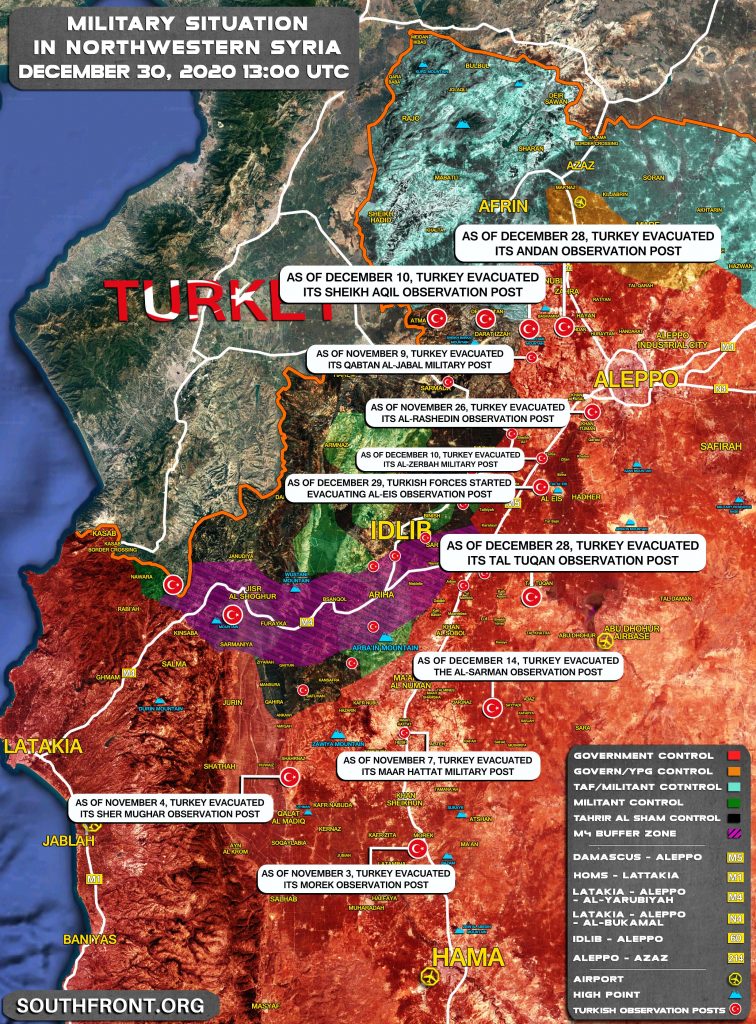 Map Update: Turkey Is Reducing Number Of Its Observation Posts In Greater Idlib