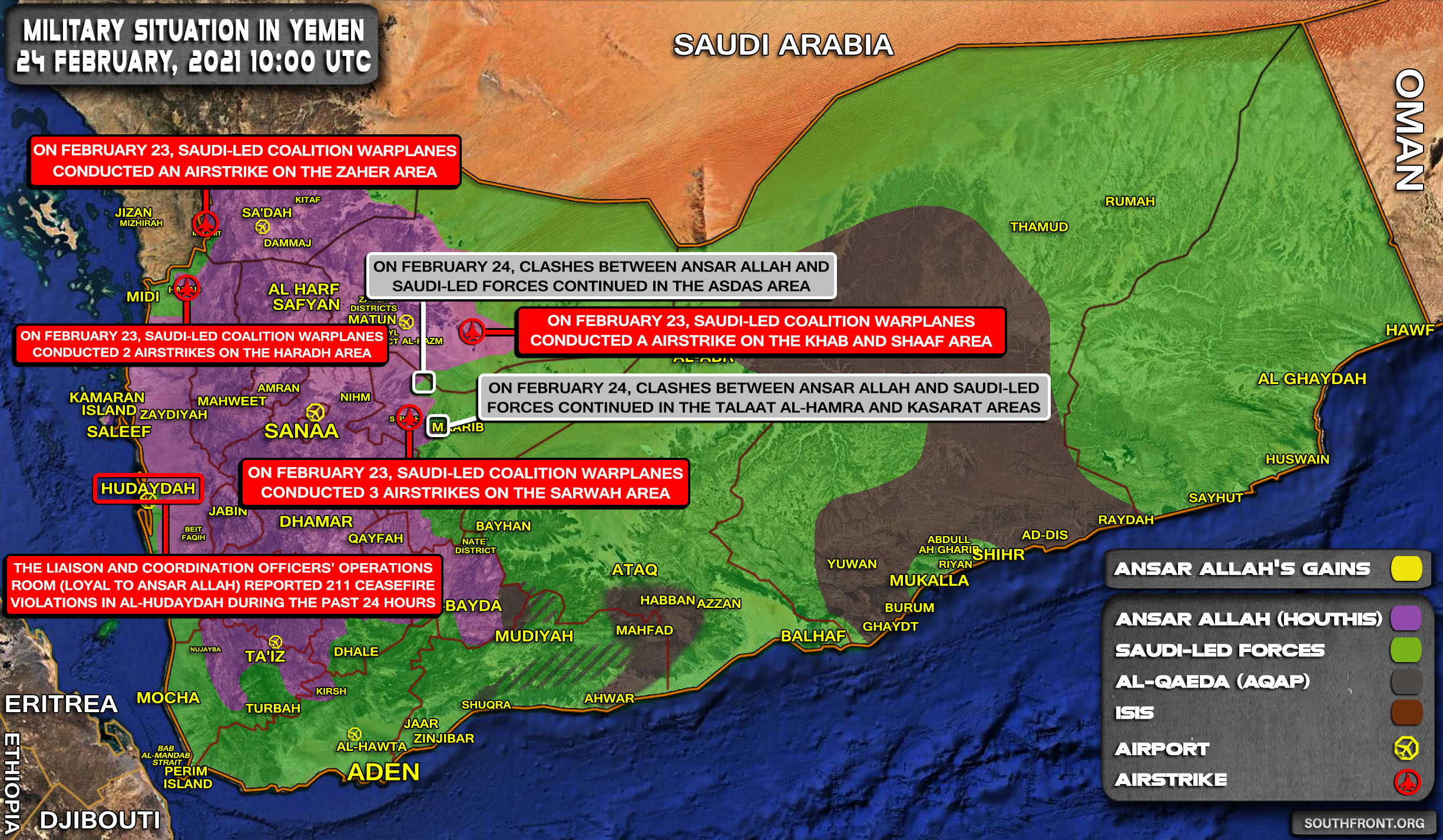 Military Situation In Yemen On February 24, 2021 (Map Update)