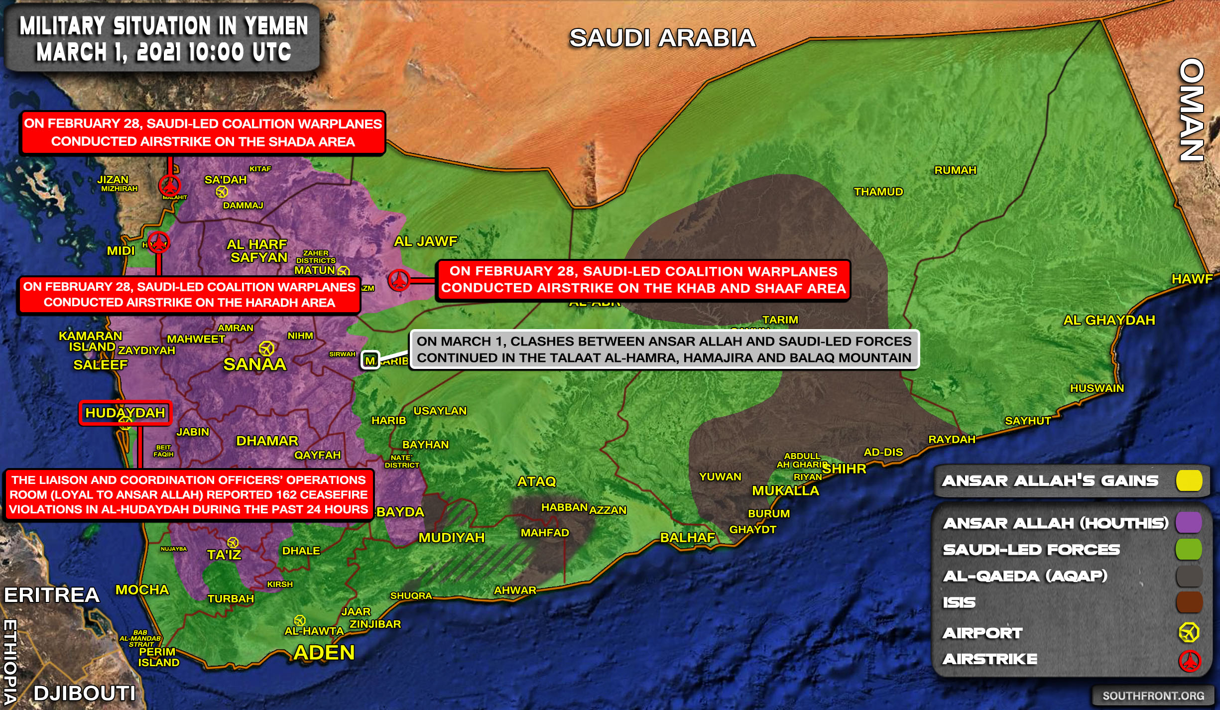 Military Situation In Yemen On March 1, 2021 (Map Update)
