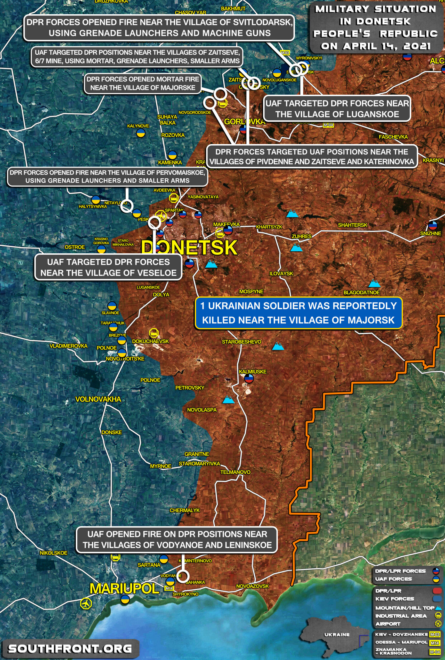 Military Situation In Donetsk People's Republic On April 14, 2021 (Map Update)